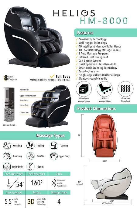 Helios Massage Chair | 8000 Black