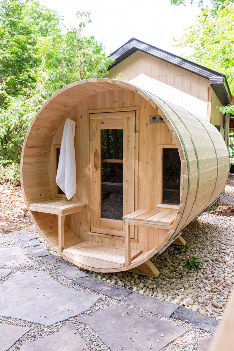 Dundalk Leisurecraft Canadian Timber Tranquility Barrel Sauna - Elevare Experience