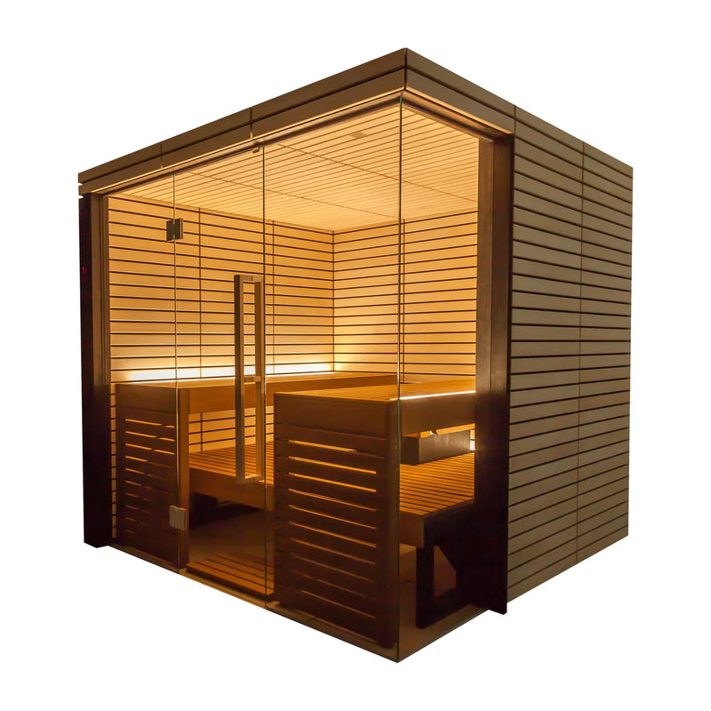 ThermaSol Lindea View Thermo-Lime Wood Indoor 2-3 Person Sauna - Elevare Experience
